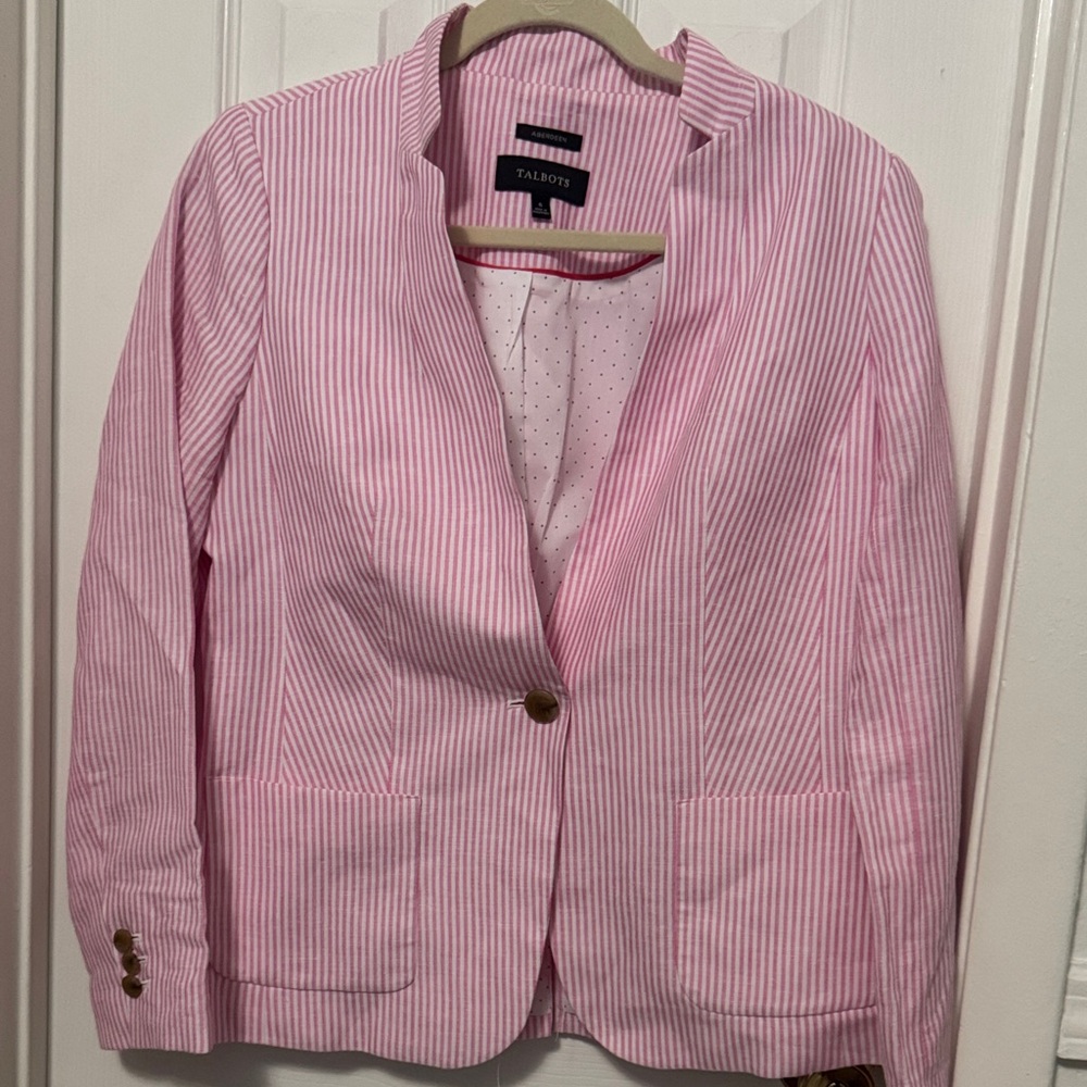 Talbots Pink and White Striped Blazer